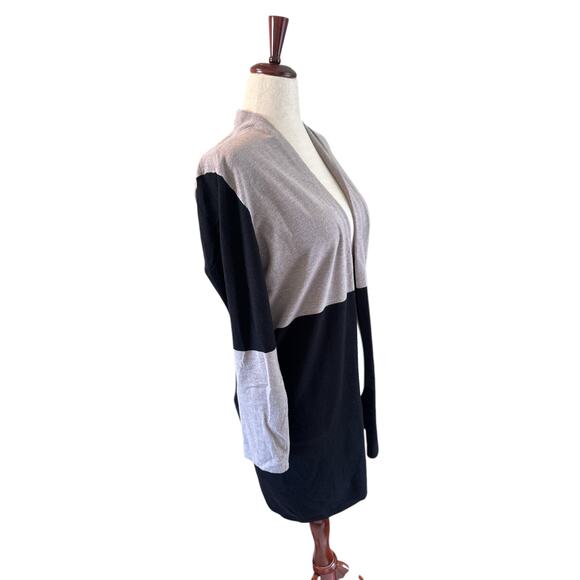 Vila Milano womens long open front color block cardigan size L - Picture 2 of 5